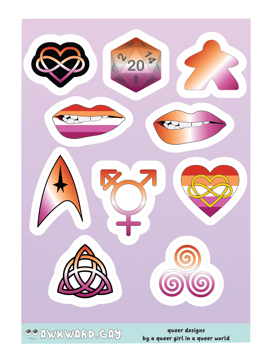 Lesbian Pride Mixed Designs Sticker Sheet product image (3)