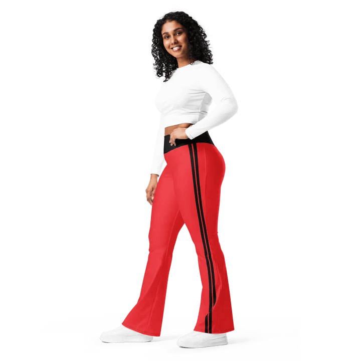 "LoluzCouture" Red/Black Double Side Stripe Flared Leggings product image (2)