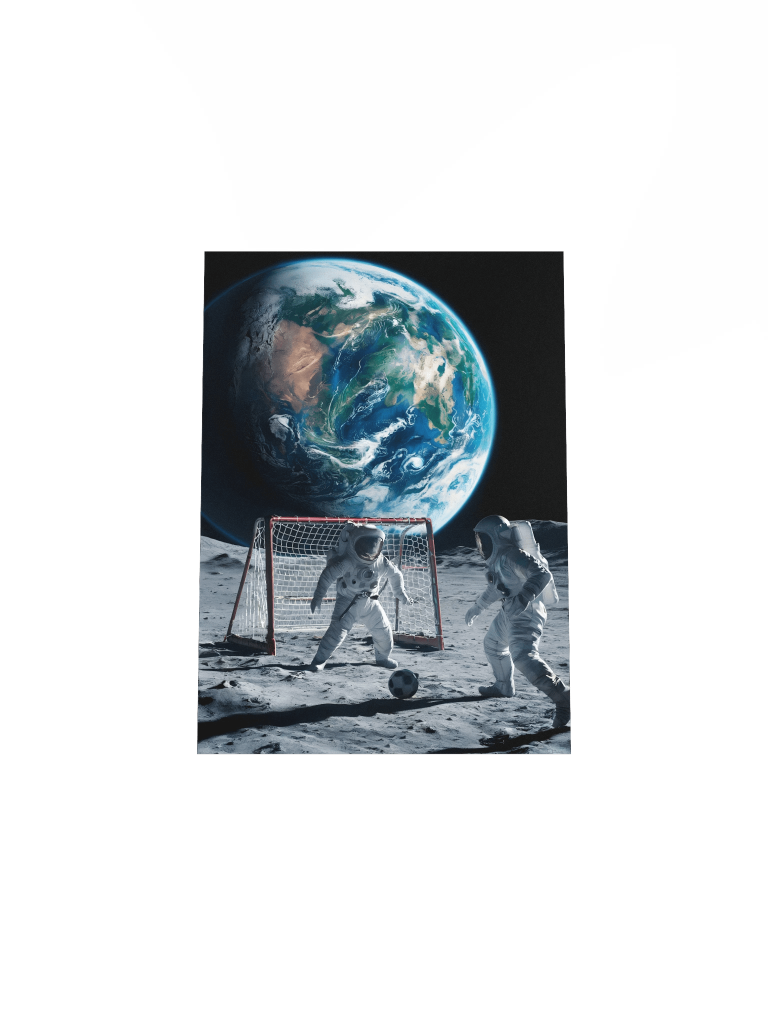 Moon Soccer Poster – Photorealistic Astronaut Space Humor Wall Art product image (5)