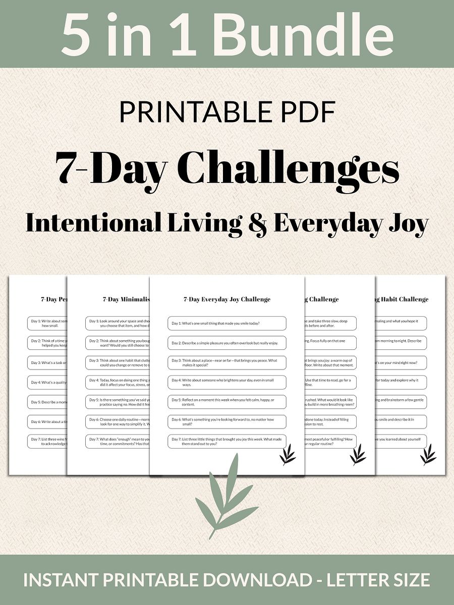 Intentional Living & Everyday Joy Bundle 7-Day Challenges Printable product image (1)