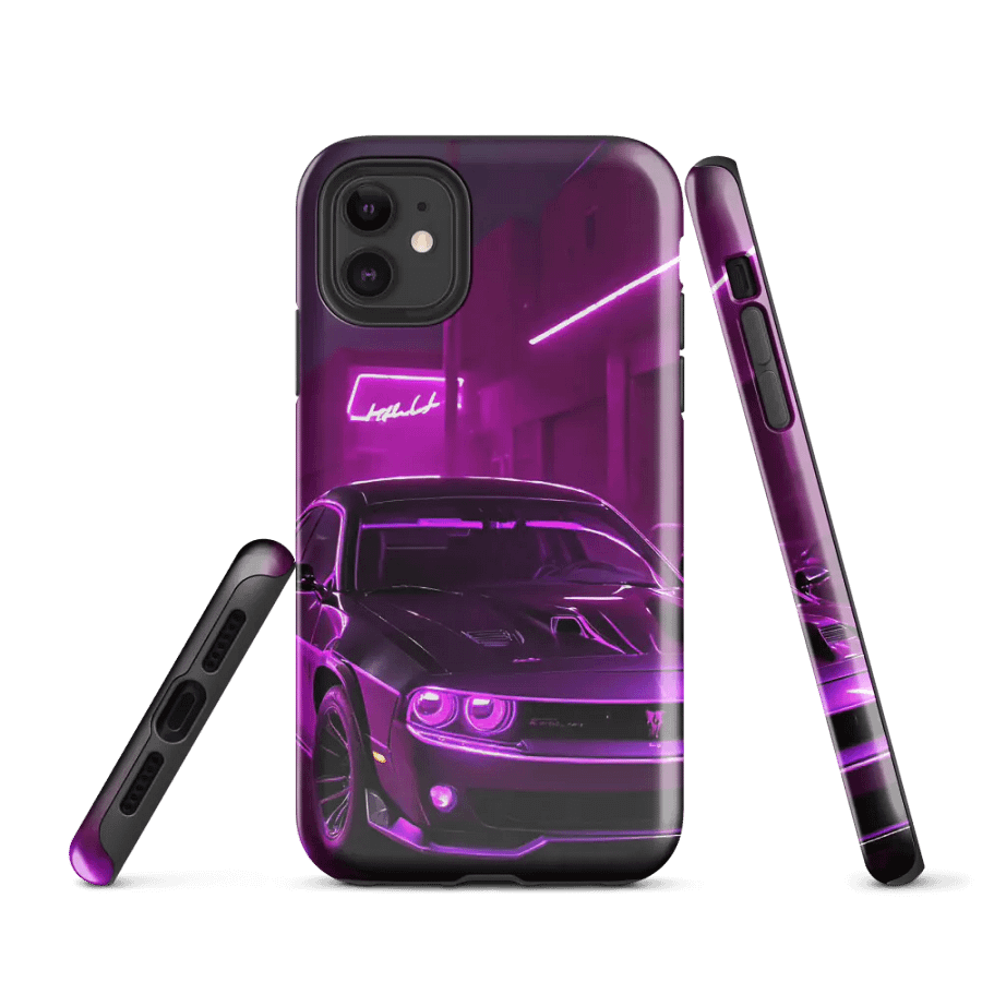 Neon Muscle Car iPhone Tough Case – Urban Night Drive Design product image (1)