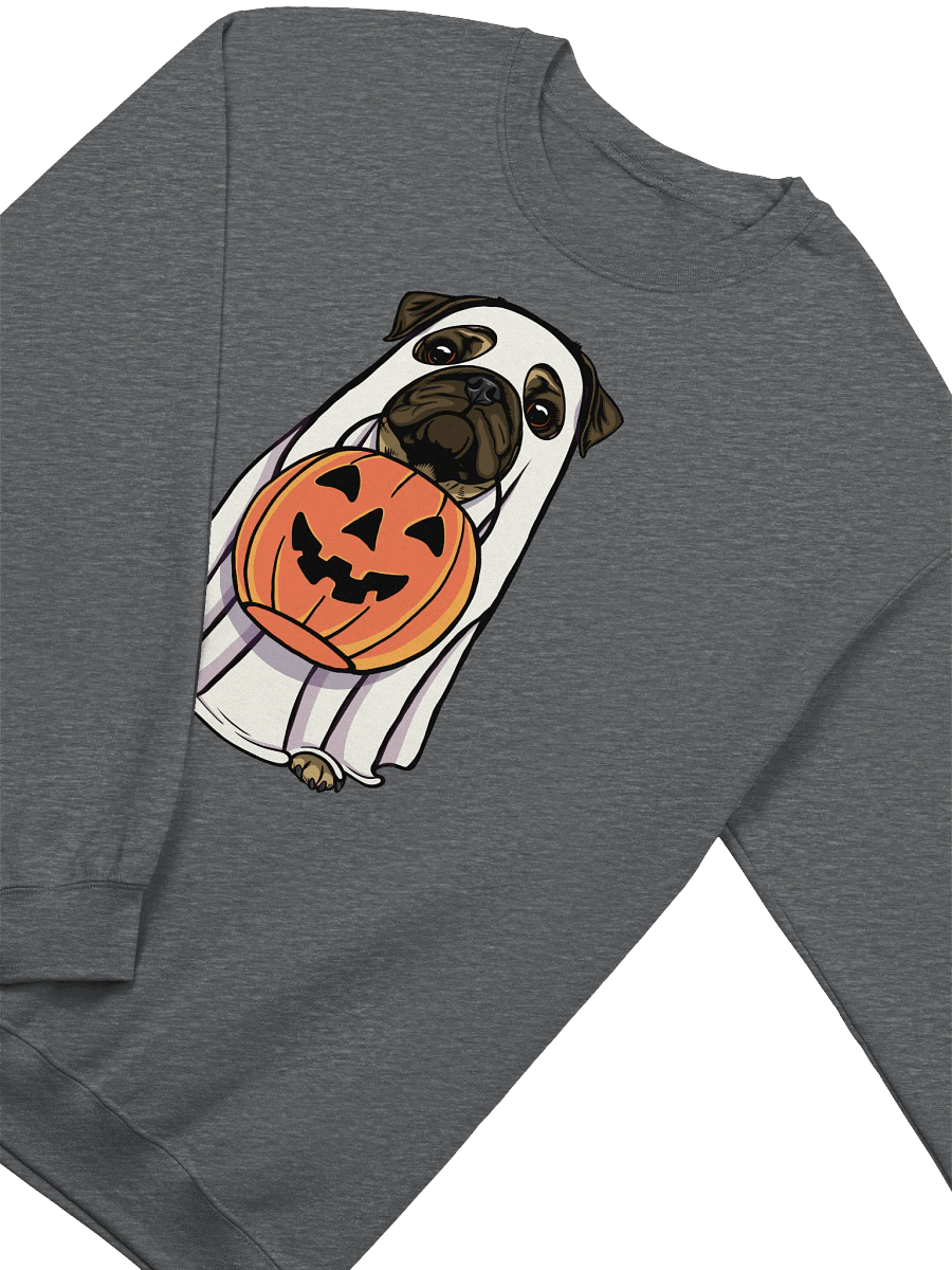 Funny Halloween Pug T-Shirt | Funny Dog Wearing a Ghost Costume and Holding a Pumpkin Basket product image (8)