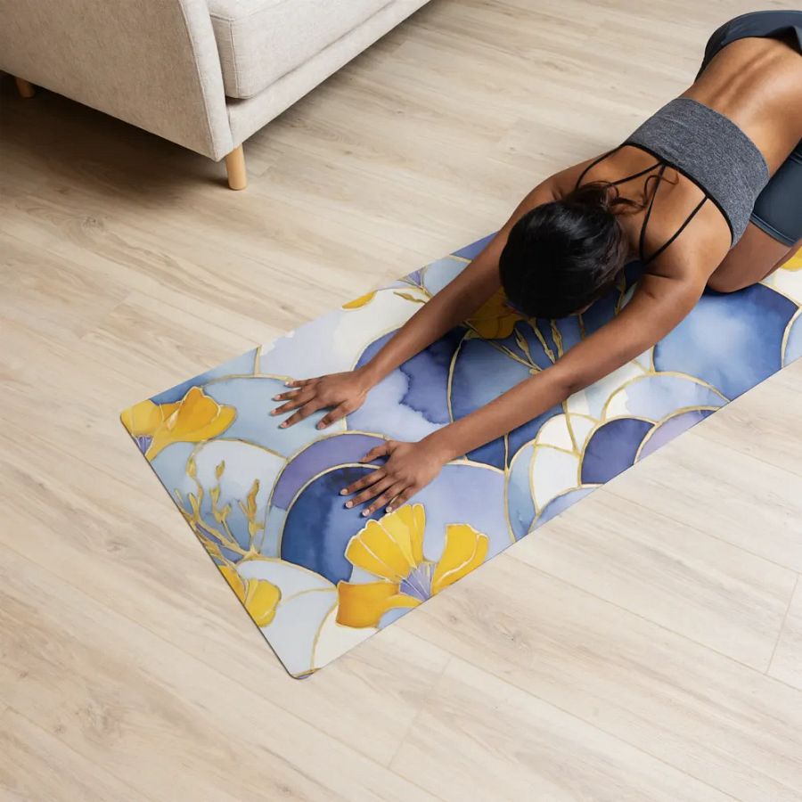 Floral Sky Stained Glass Yoga Mat product image (12)