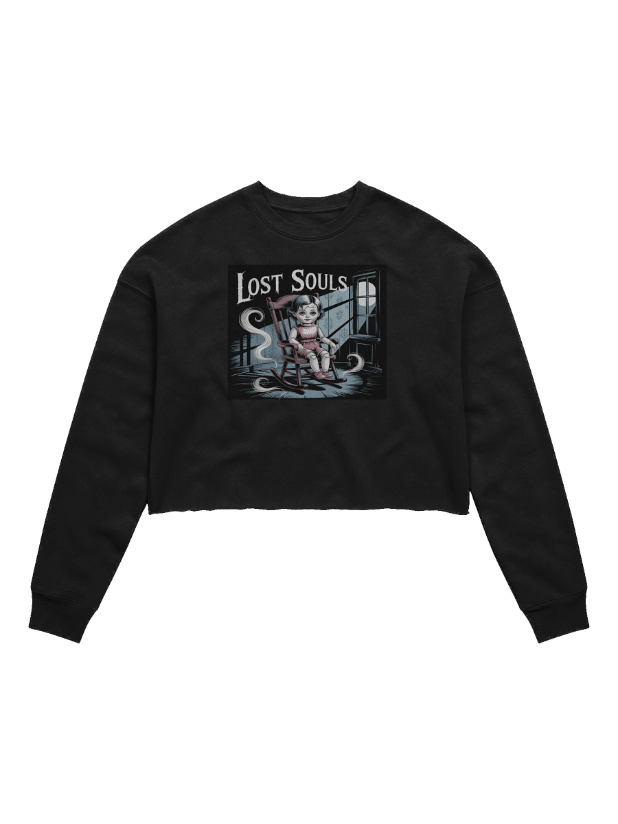 Lost Souls Women's Fleece Crop Sweatshirt - Black Gothic Doll Design by Midnight Veil Designs product image (1)