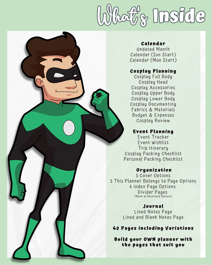 Green Cosplay Planner Printable product image (3)