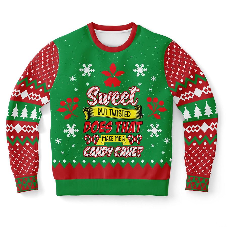 Funny Candy Cane Christmas Sweatshirt | Quirky Holiday Ugly Sweater | Christmas Party Outfit | Festive Winter Pullover product image (9)