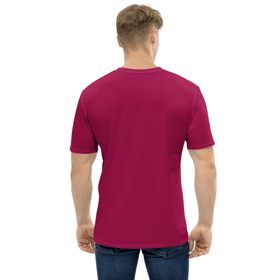 Plain Dark Red Light Summer Men's Crewneck Polyester Heavyweight Premium T-Shirt by Treasure Pie product image (8)