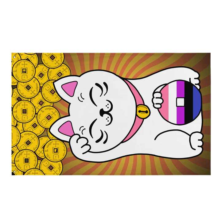 Maneki neko genderfluid pride flag product image (1)
