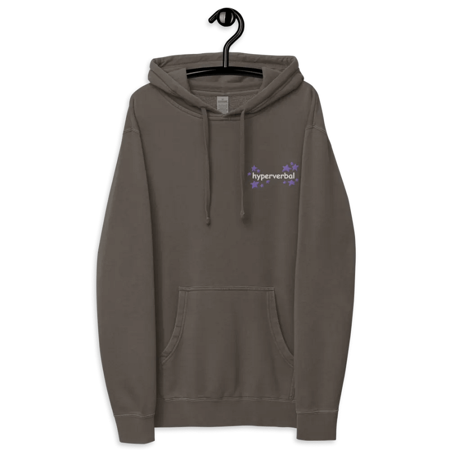 hyperverbal (L.C. comic sans with purple stars) embroidered pigment hoodie product image (12)