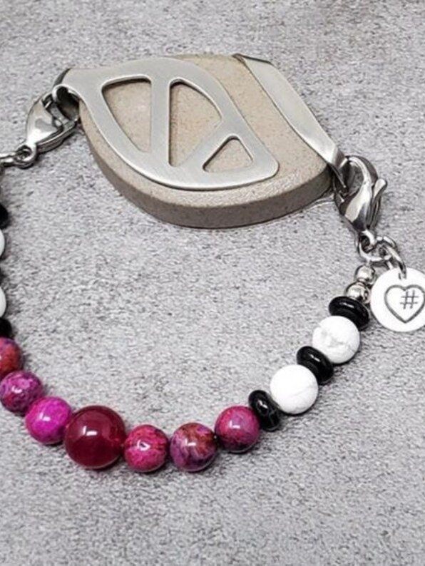 Twin Flame Bracelet | Agate, Howlite & Pink Crazy Lace | Handmade Accessory for Bellabeat Leaf Urban & Ivy product image (2)