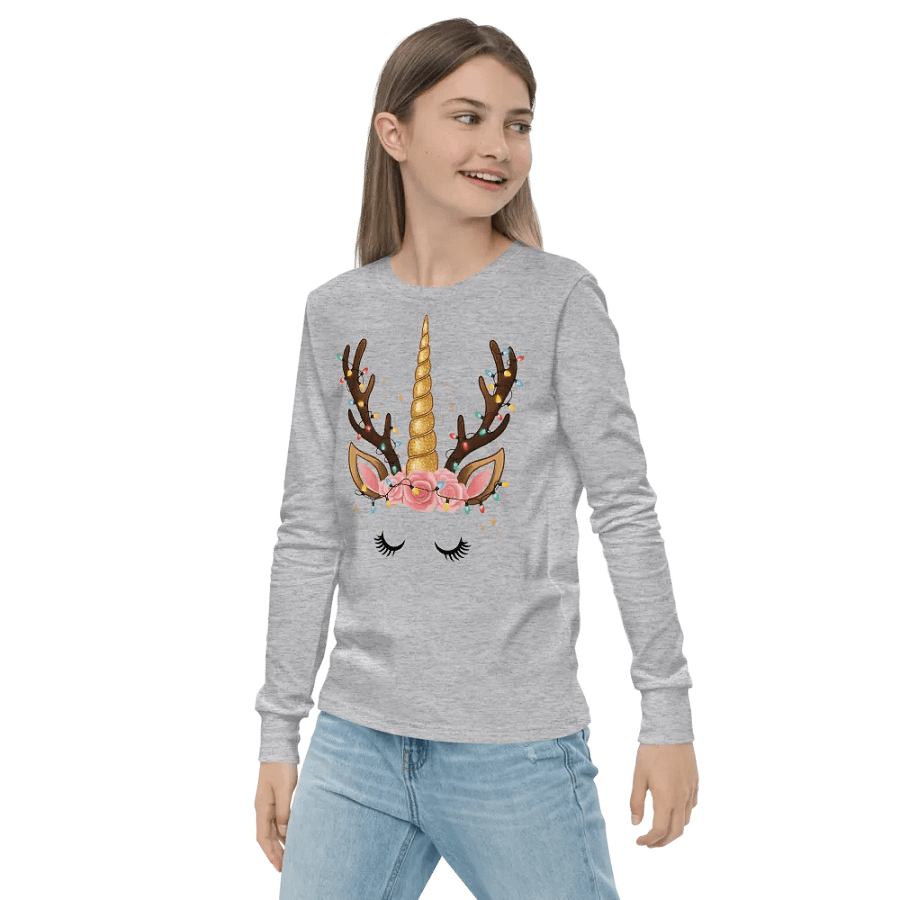 Enchanted Holiday Unicorn Long Sleeve Tee Pink Roses product image (3)