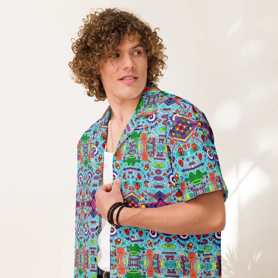Abstract Doodle Characters Unisex Hawaiian Shirt product image (4)