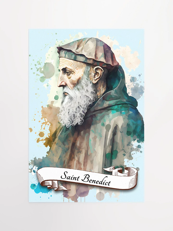 Saint Benedict Of Nursia Father Of Monasticism Patron Saint of Europe, Speleologists, Students, Farmers, Poison Victims, People Suffering from Infectious Diseases Matte Poster product image (2)