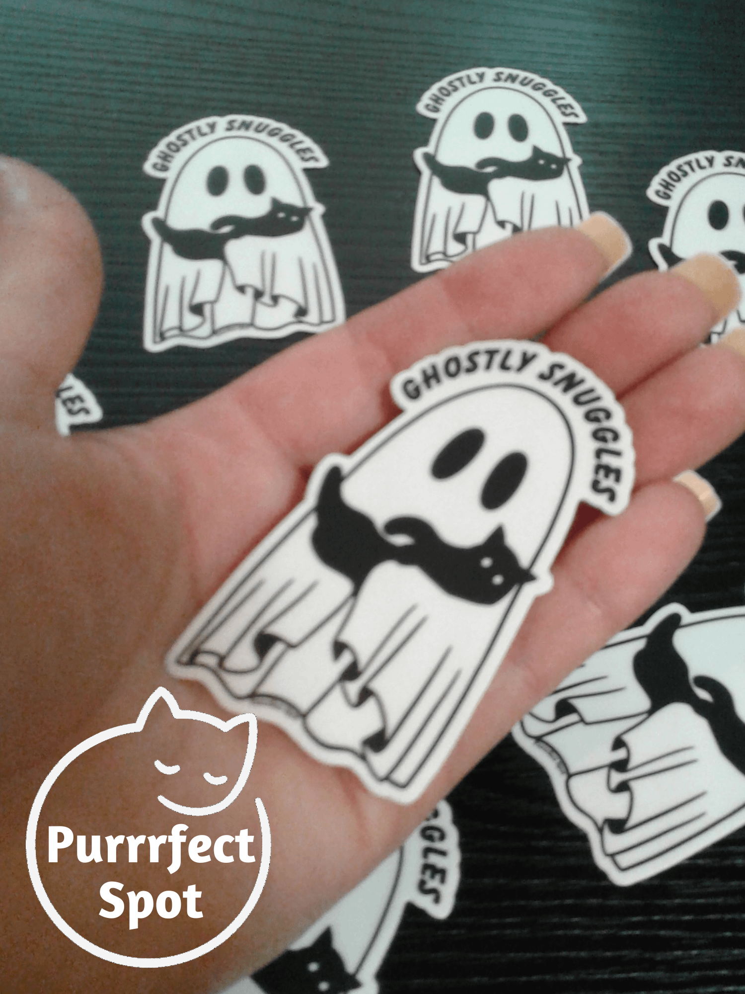 Ghostly Snuggles Ghost & Cat Sticker 🐾👻 product image (3)
