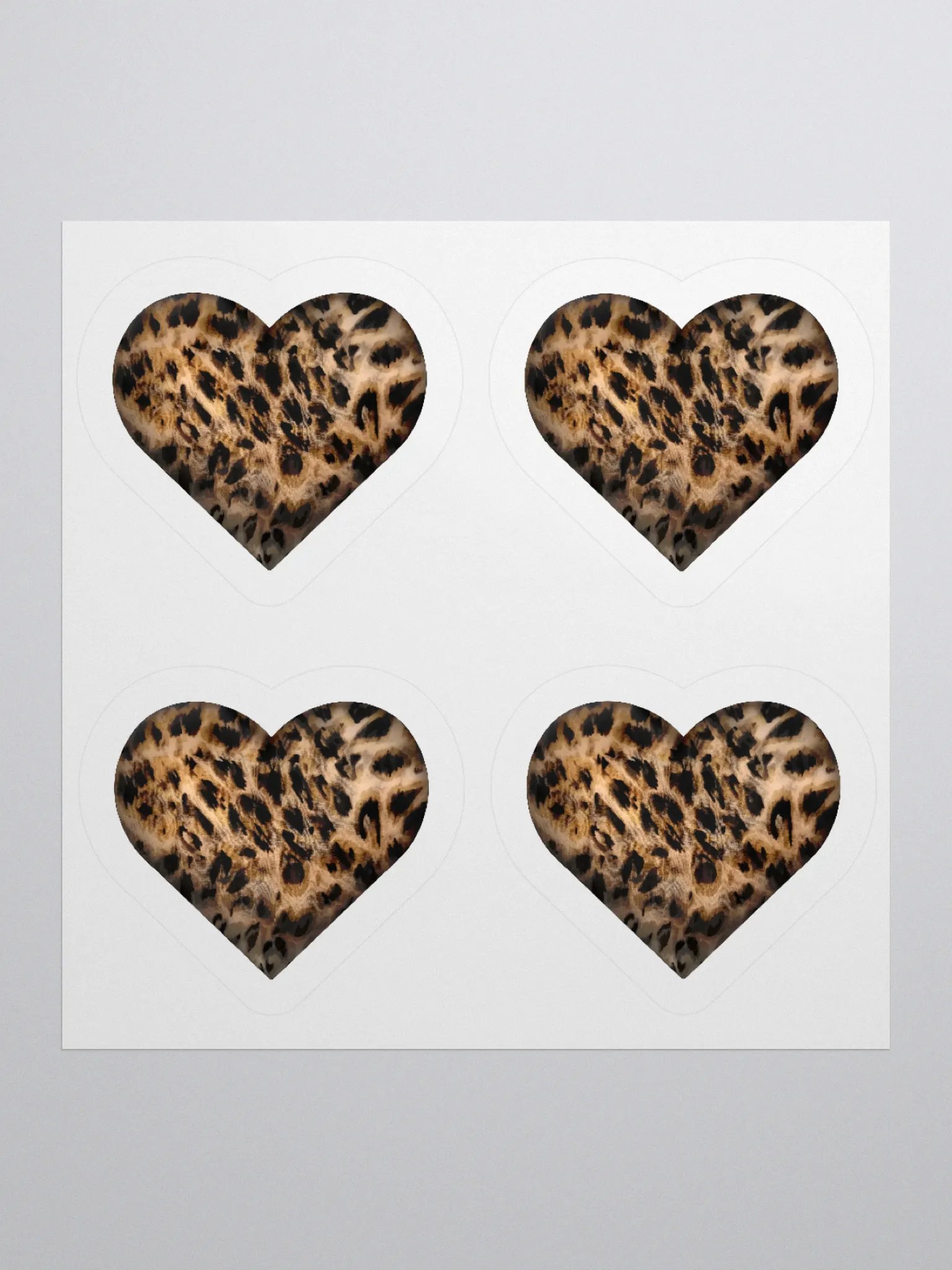 Leopard Skin brown Fur Hearts - Kiss Cut Sticker product image (1)