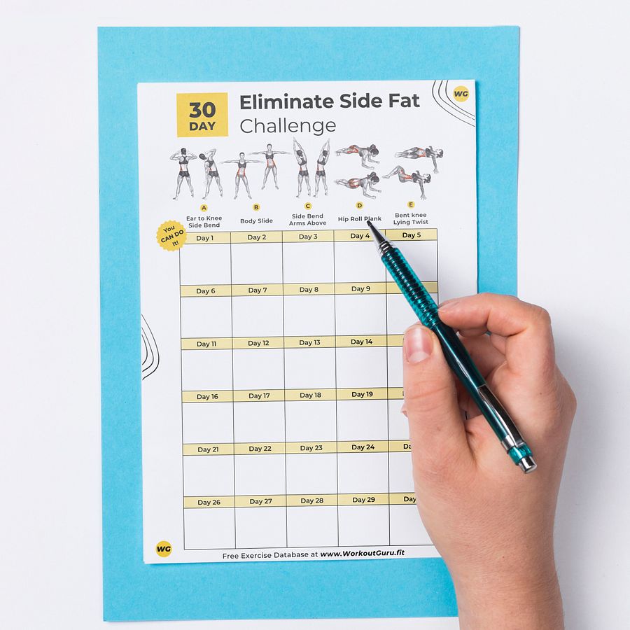 30 Day Eliminate Side Fat Challenge - Printable Workout Tracker product image (5)