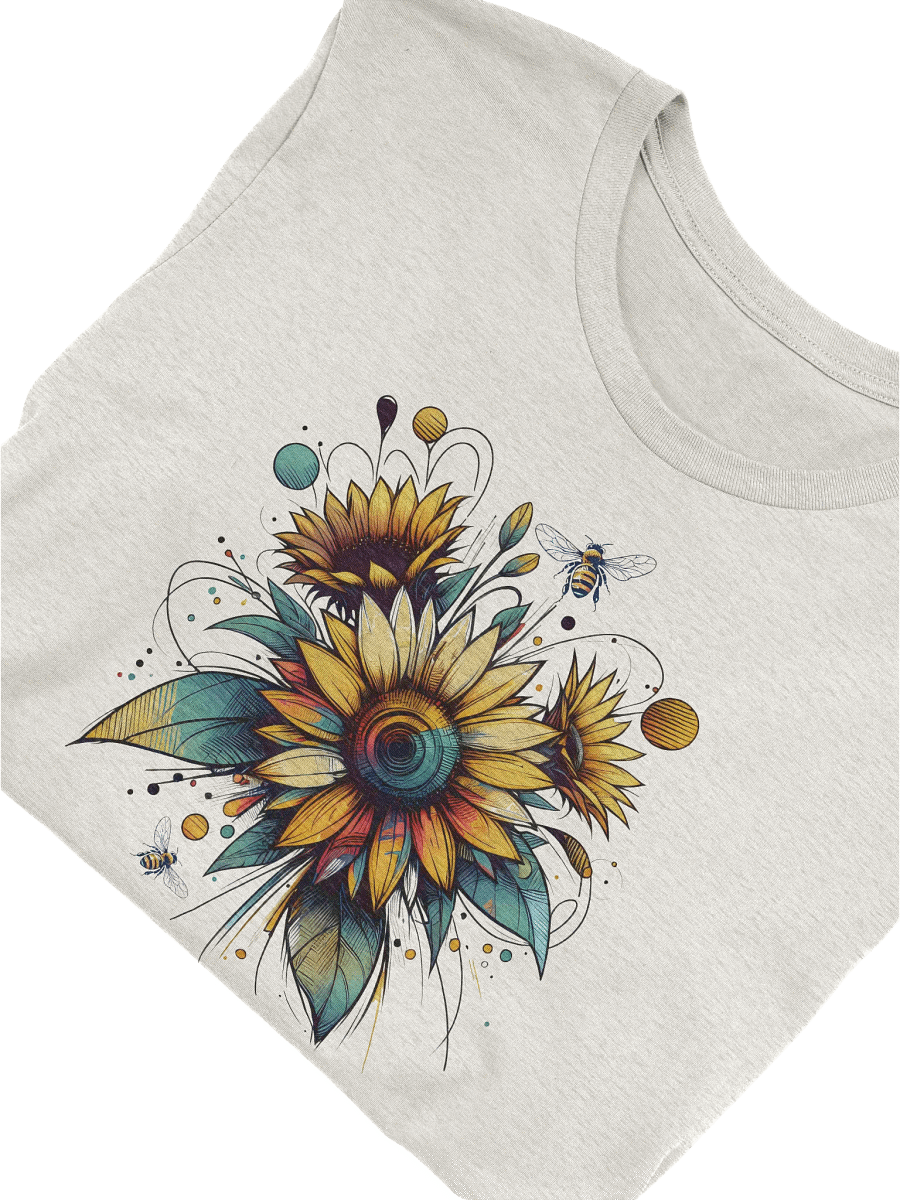 Sunflower and Bee T-Shirt, Vibrant Floral Art Tee, Boho Nature Shirt, Wildflower Aesthetic, Garden Lover Gift, Summer Botanical Top product image (2)