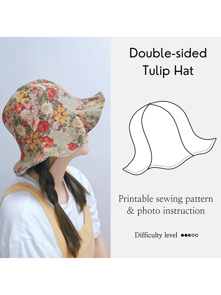 [PDF] Tulip Hat full size download print file product image (1)