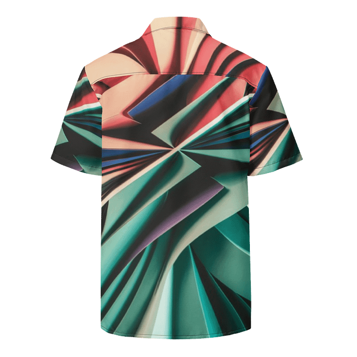 Graphic Grove Abstract Geometric Unisex Hawaiian Shirt - Vibrant Teal & Multi-Colour Design product image (2)
