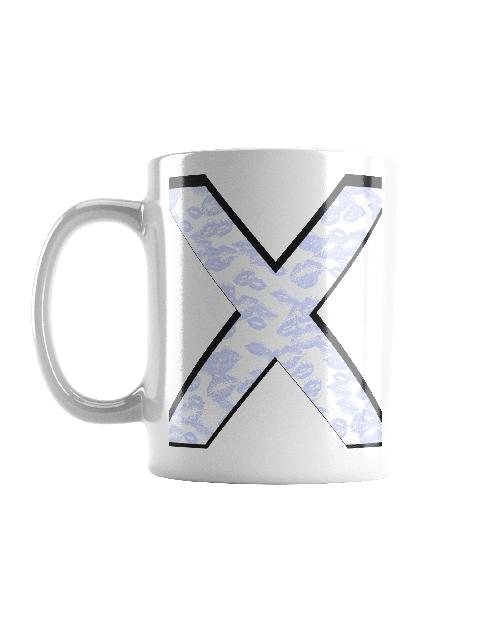 White X Light Blue Lipstick Kisses | Glossy White Mug product image (17)