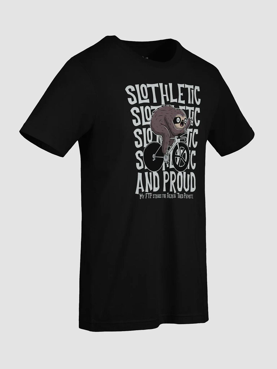 Slothletic and Proud Funny Sloth Cycling T-Shirt – “FTP: Freakin’ Tired Primate” Bike Humor Tee product image (63)