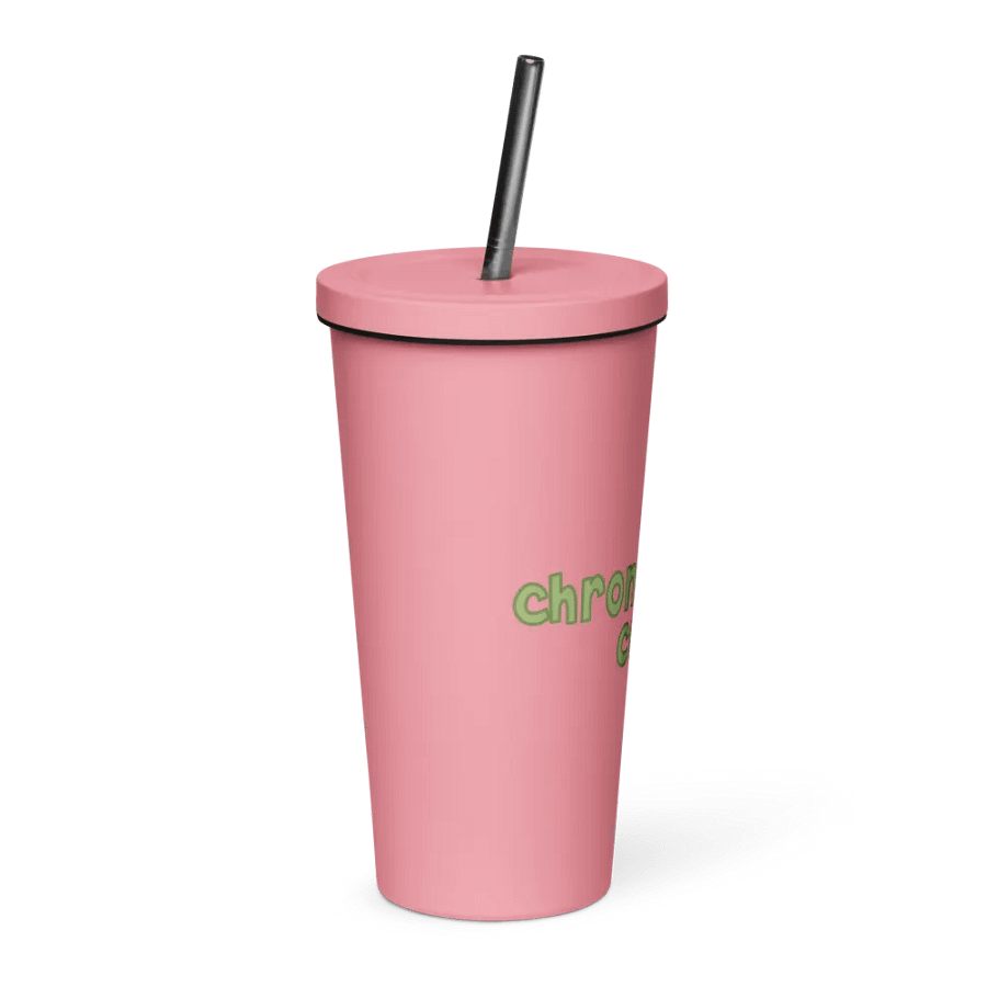 Chroncially Ill Cutie Tumbler with Straw - Pink & Green product image (4)