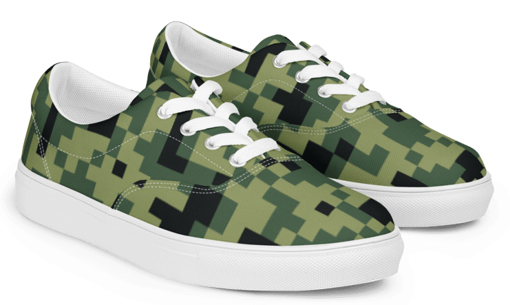 Military Green Camouflage Pixels Camo Pattern Men's Lace-Up Canvas Shoes product image (4)