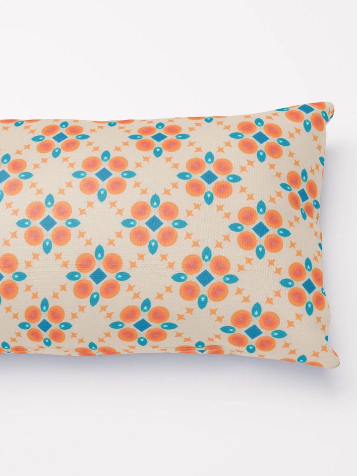 Cream Orange & Blue Diamond Floral Pillow product image (2)
