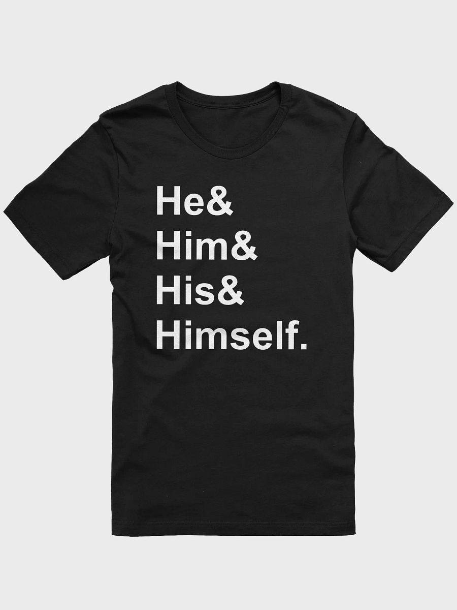 he/him (white) t-shirt product image (1)