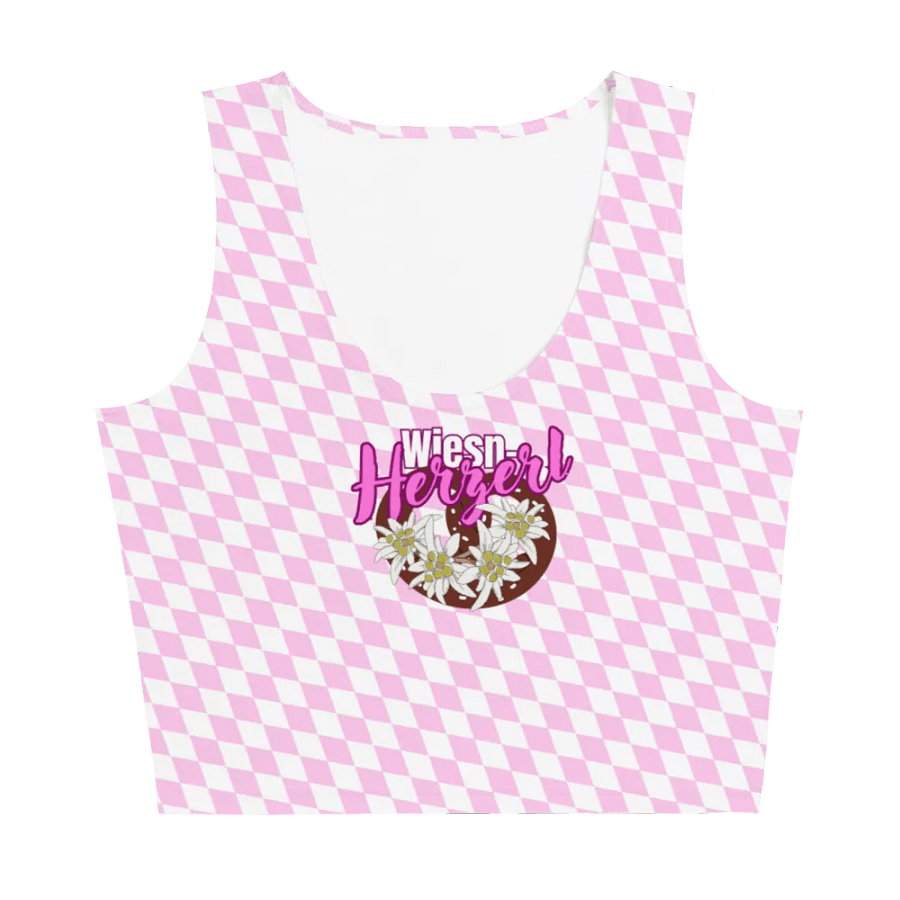 Wiesn-Herzerl Crop T-Shirt Oktoberfest - Rosa-Weisse Rauten product image (5)