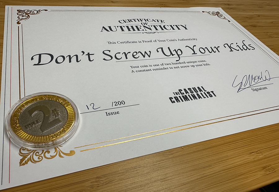"Don't Screw Up Your Kids" Commemorative Coin – Limited Edition product image (1)