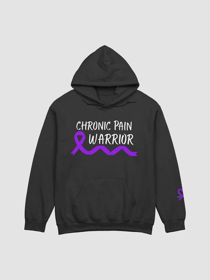 Chronic Pain Warrior Bottom Ribbon Hoodie- White Print product image (1)