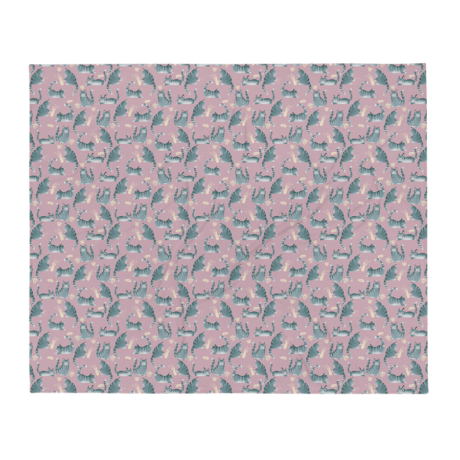 Bad Grey Tabby Cats Knocking Stuff Over Throw Blanket, Pink product image (2)
