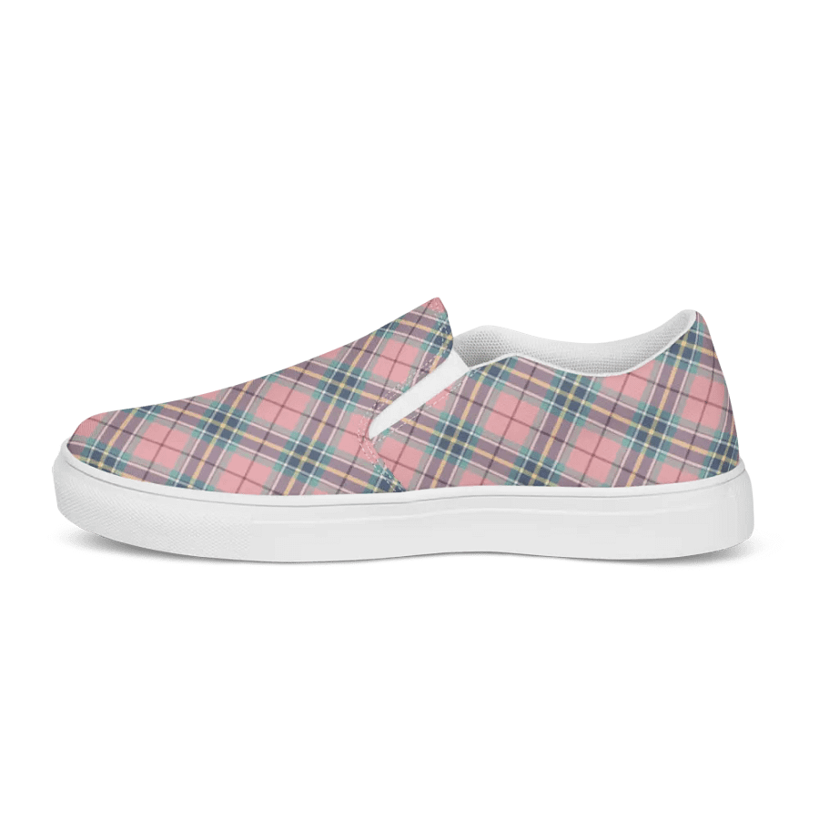 Pastel Pink, Mint Green, and Yellow Plaid Women's Slip-On Shoes product image (6)