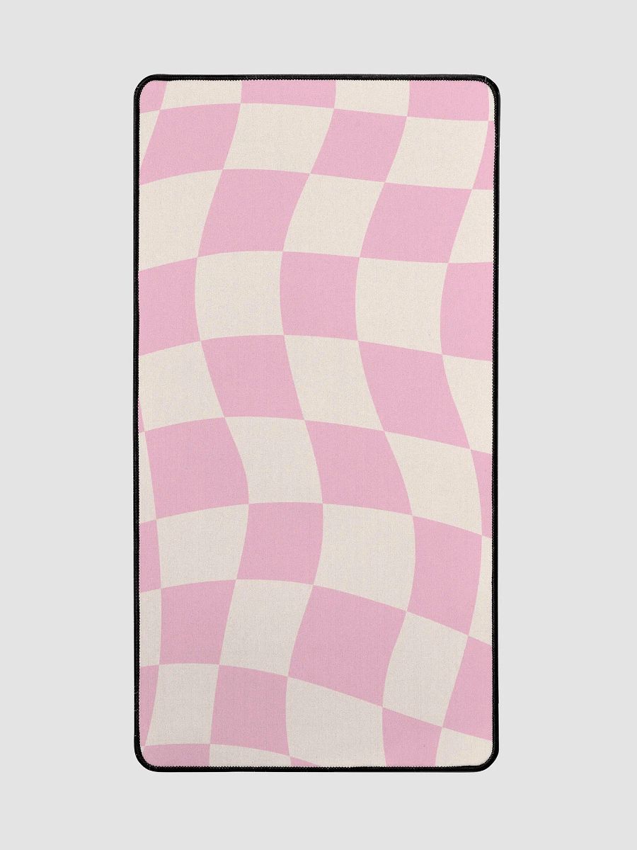 Retro Charm Pink and Cream Wavy Checkerboard Keyboard Mat product image (2)