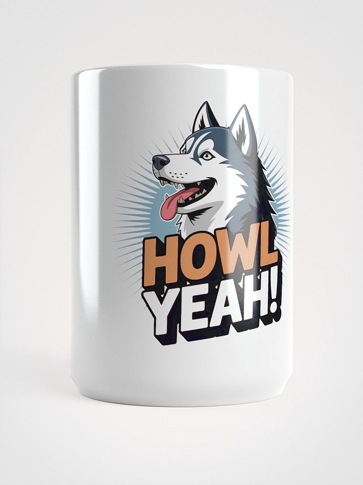 Howl Yeah! Playful Husky White Glossy Mug product image (1)