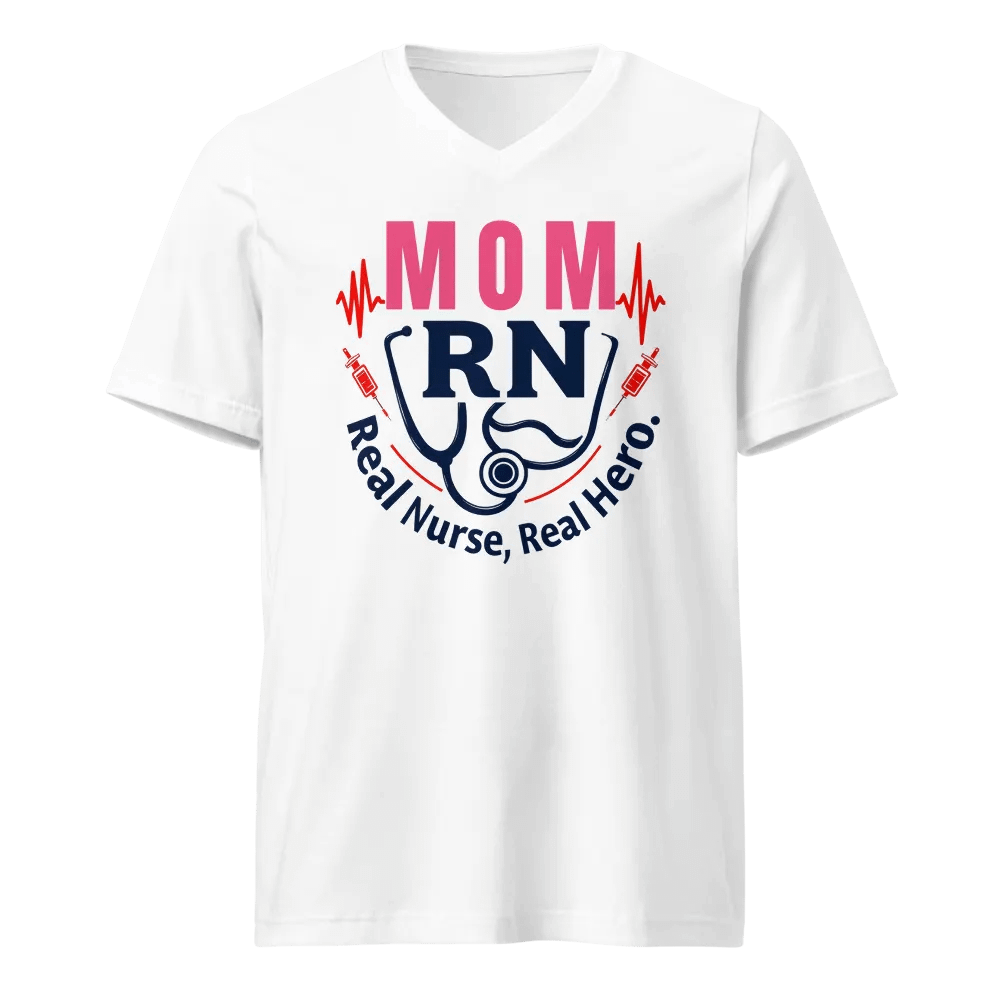 Mom RN, Real Nurse, Real Hero V-Neck Tee product image (1)
