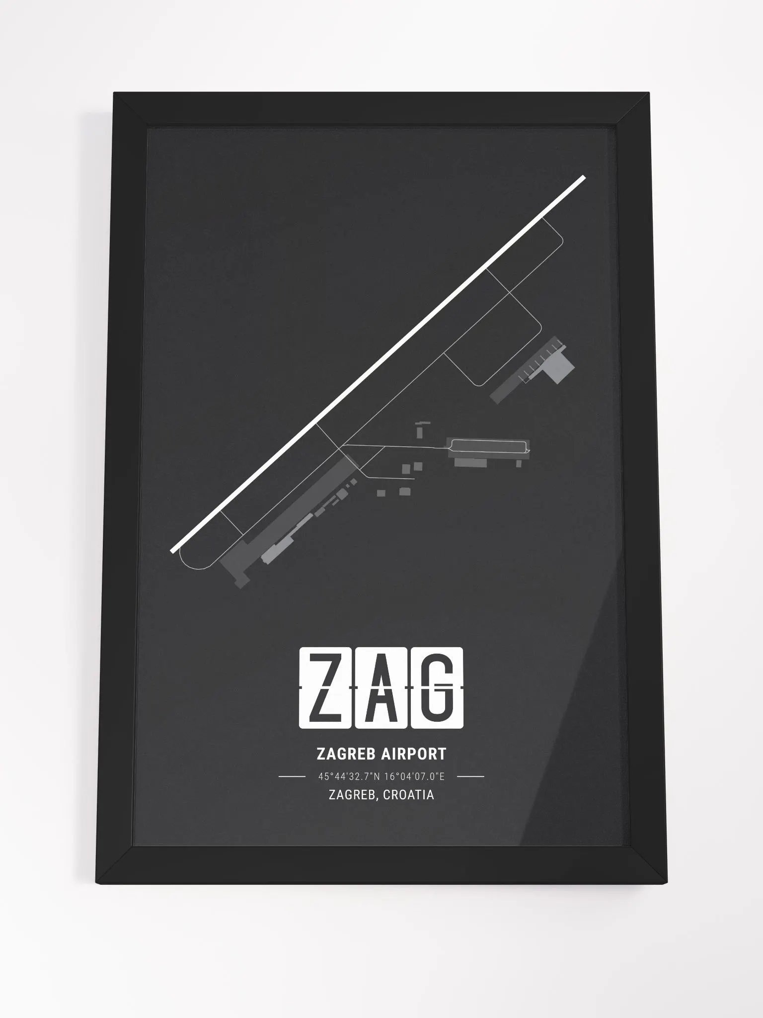 Framed Airport ZAG Premium Map On Matt Paper product image (4)