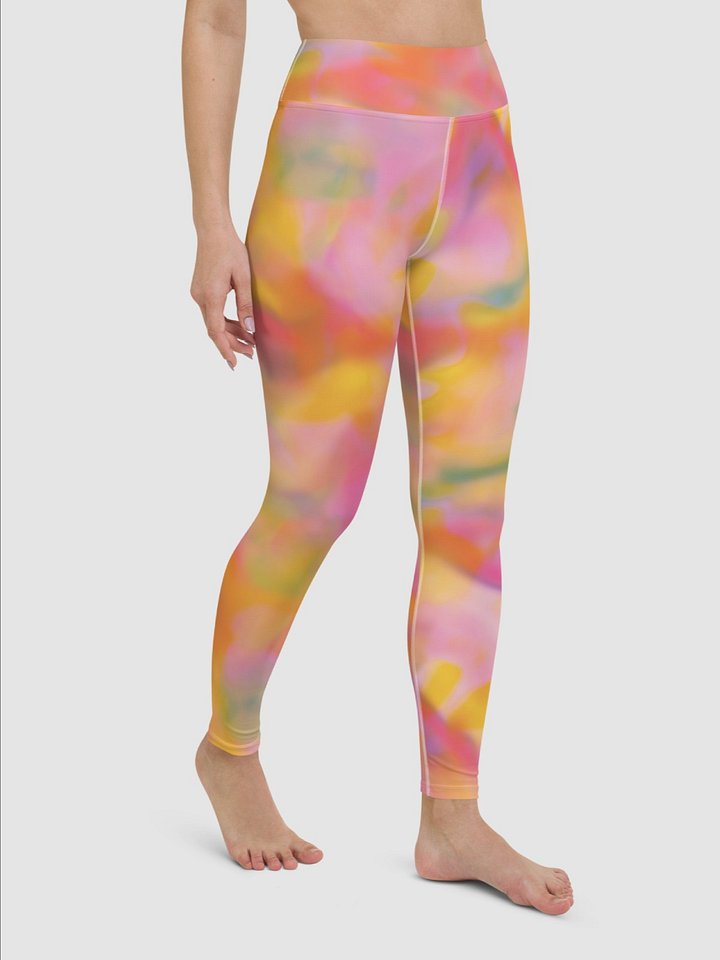 High-Waisted Leggings "Sweet Pastel Tie Dye in Orange Light Pink" product image (2)