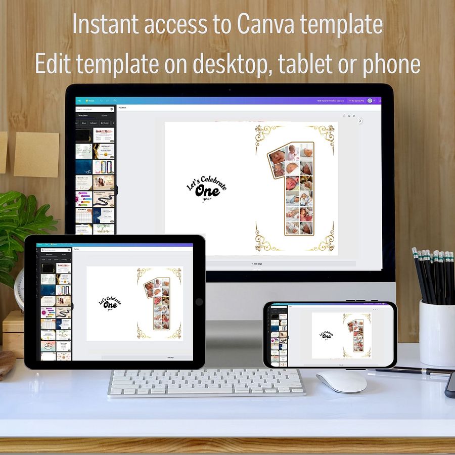 One Year Celebration Card Photo Collage Canva Template product image (4)