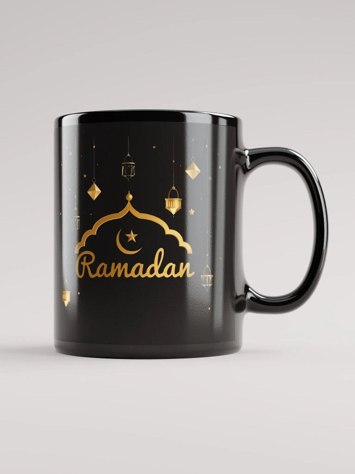 Glossy Black Ramadan Mug – Gold Elegance for the Holy Month product image (1)