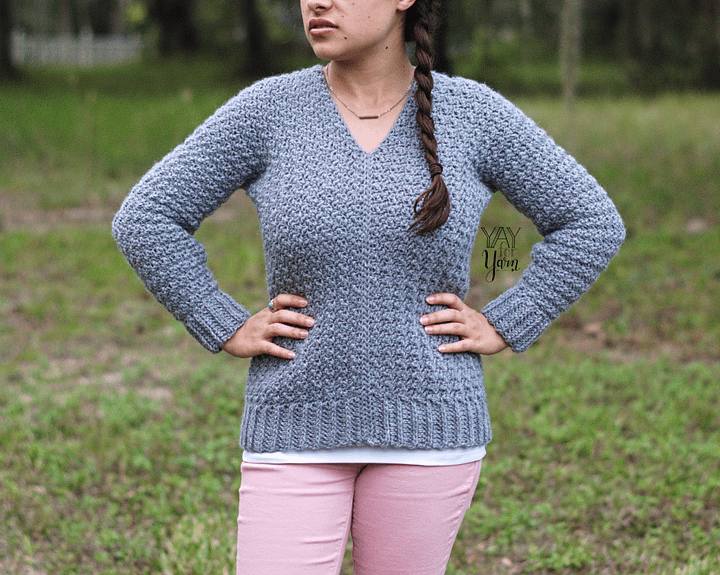 Textured Pullover - PDF Crochet Sweater Pattern & Video Tutorial product image (1)