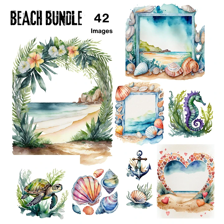 42 Image Summer Beach Ocean Life Graphics Bundle product image (2)