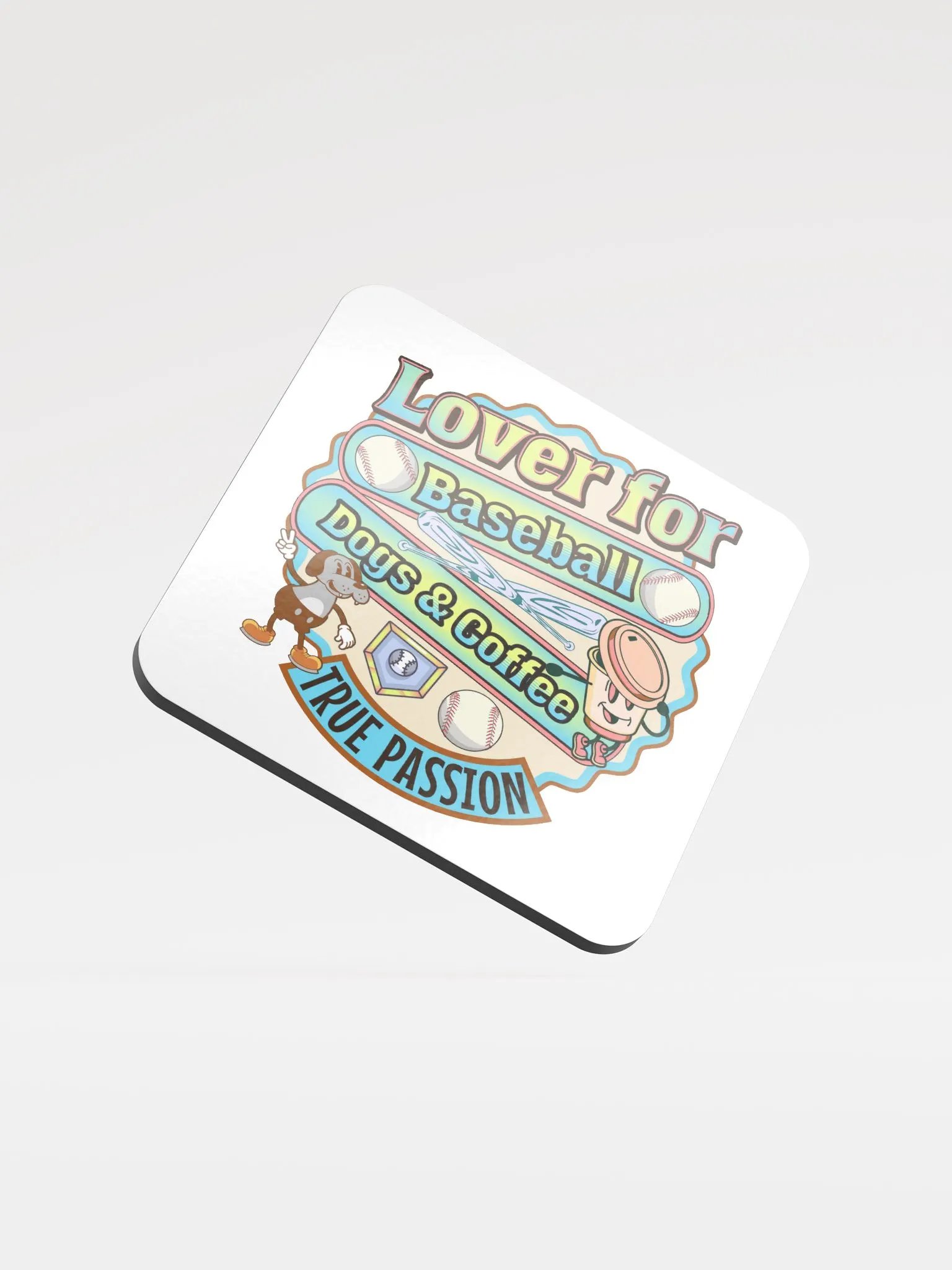 Lover For Baseball Dogs And Coffee Coaster Set product image (2)