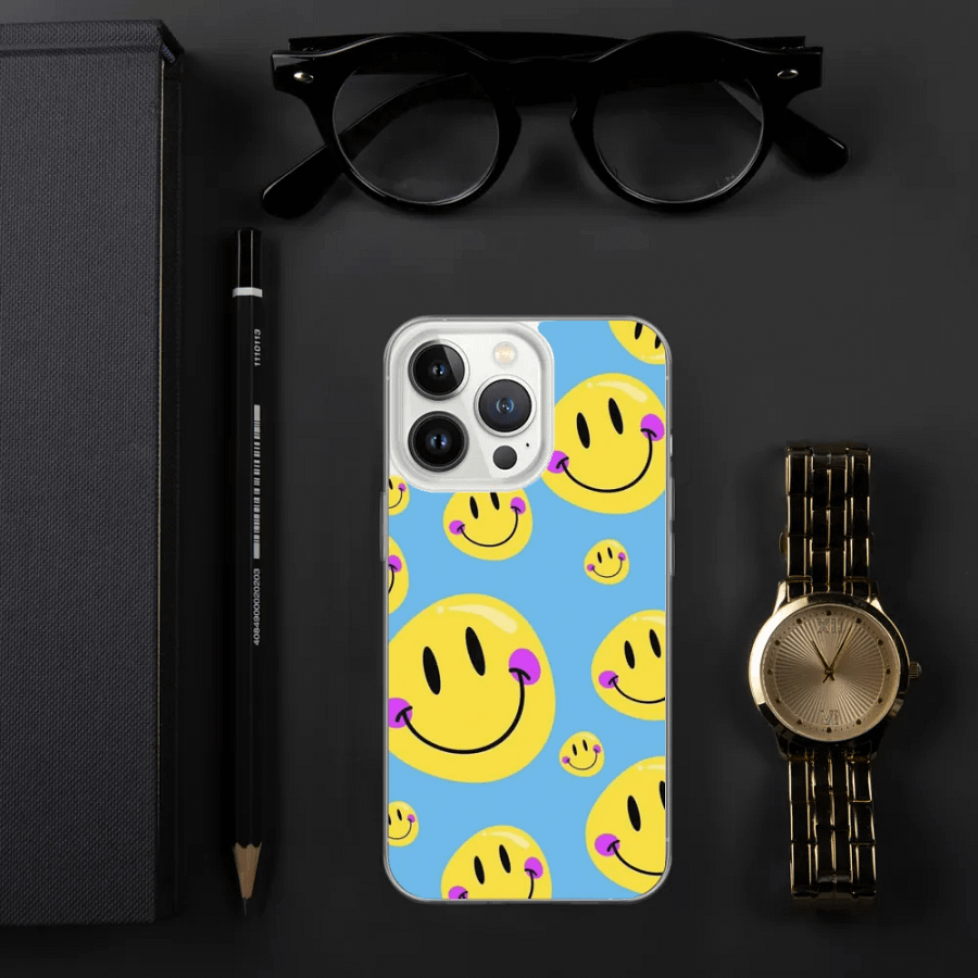 Smiley Faces Blue iPhone Case product image (3)