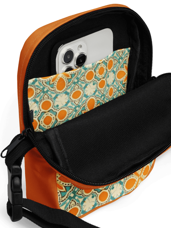 Orange, Teal and Tan Boho Crossbody Bag – Two-Pattern Style product image (4)