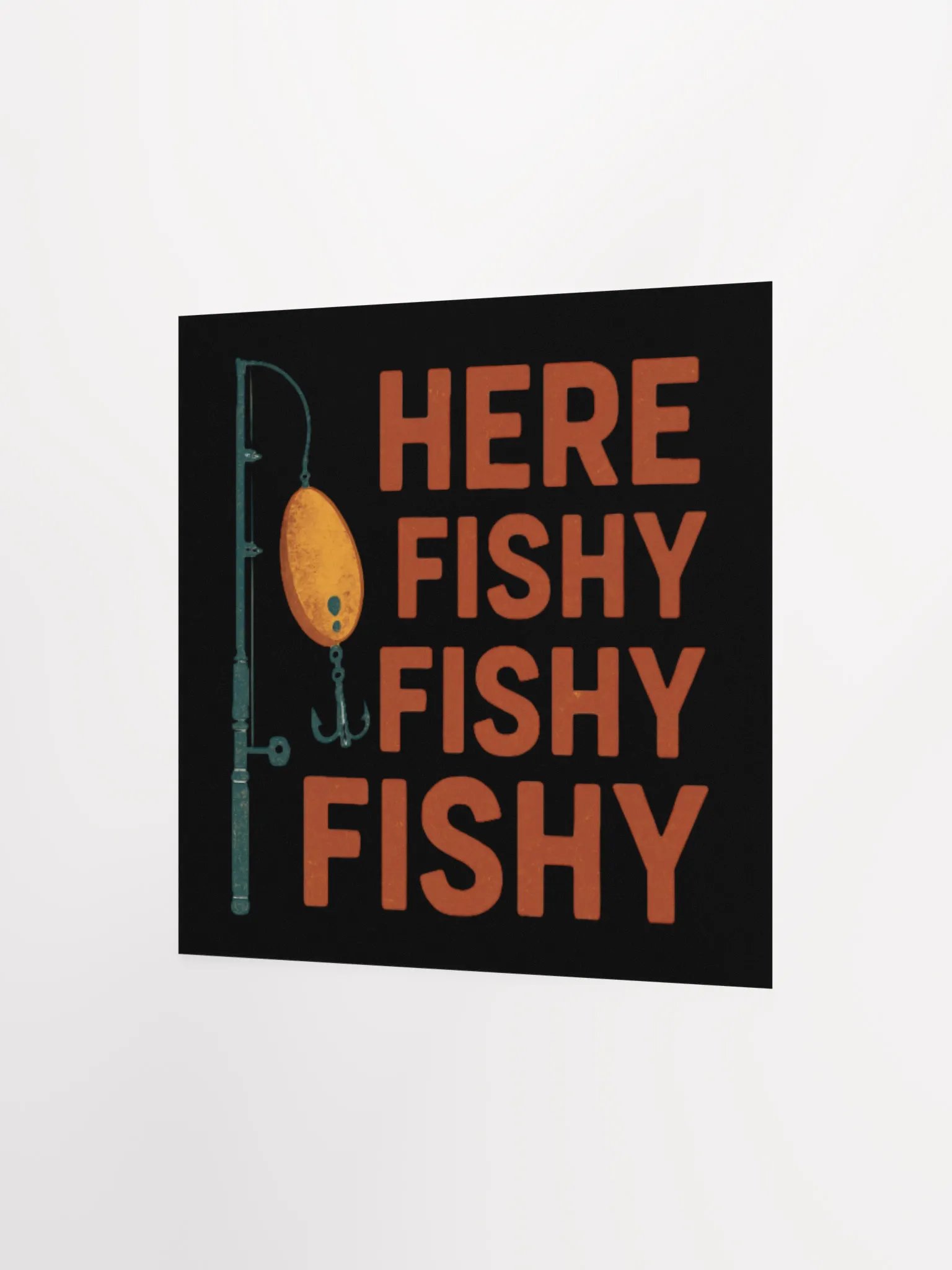 Vintage Here Fishy Fishy Fishy Poster – Retro Fishing Decor product image (7)