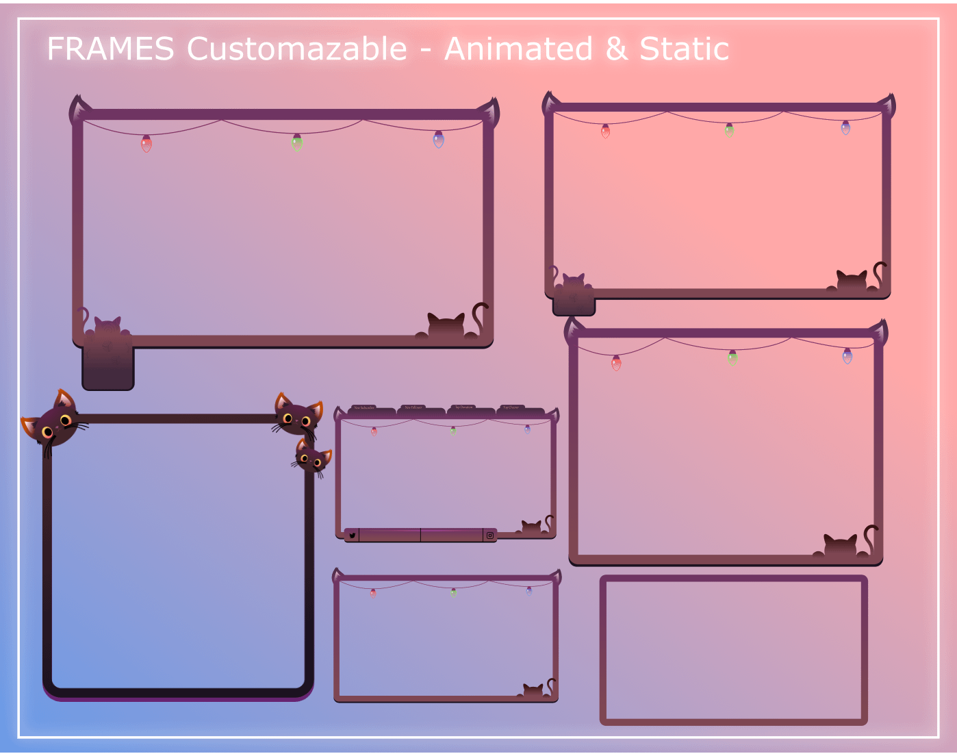 Cute Stream Overlay Animated pack, Cat Stream Overlay Pack, Vtuber Stream Overlay product image (3)