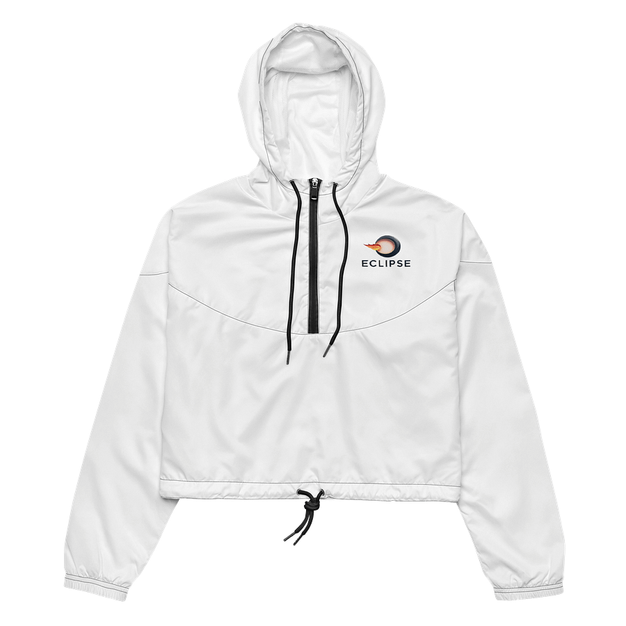 Eclipse All-Over Print Women’s Cropped Windbreaker - White, Fiery Design, Lightweight product image (2)