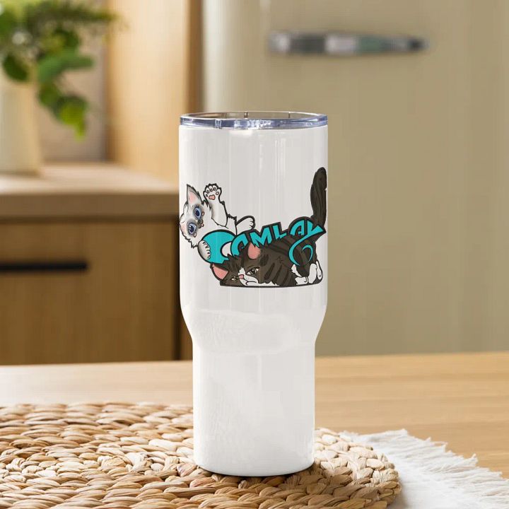 Travel Mug with a Handle: Luigi & Ariel Logo product image (2)